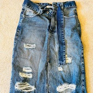 Speedway denim midi skirt